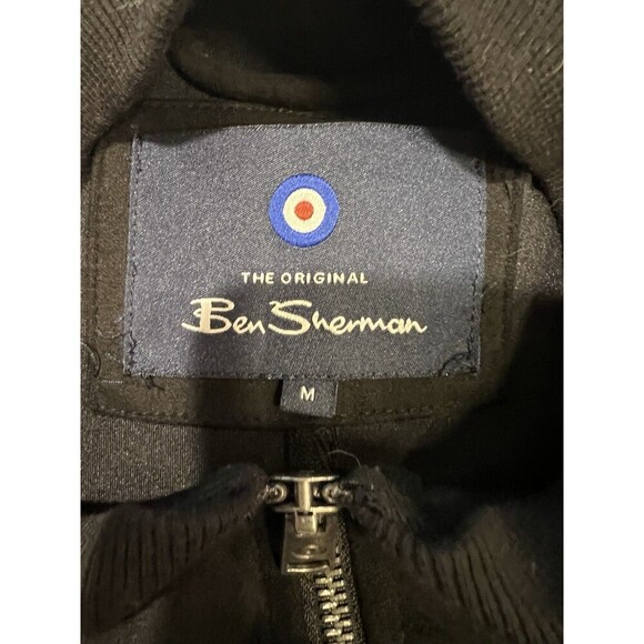 Ben Sherman Jacket Mens Medium Black Bomber Faux Suede Full Zip Pocket Casual - Picture 4 of 6